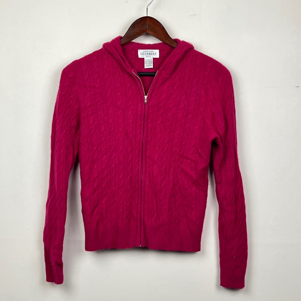 Sutton Studio Cashmere Zip Hoodie PM Pink Preppy Minimalist Luxury Sweater